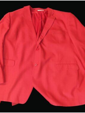 Studio Milano Mens Red Two-Button Blazer Jacket Size 56L Made In Italy